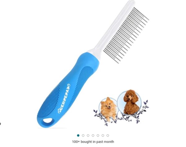 GENPEPADO Grooming Comb for Dogs and Cats with Long & Short Stainless Steel Metal Fine Teeth for Detangling Matted Hair - Pet Detangler Comb for Removing Tangles, Knots, Loose Fur from The Undercoat | EZ Auction