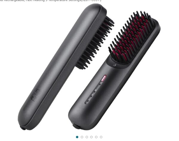 Cordless Hair Straightener Brush, Portable Straightening Brush for Women, Mini Negative Ion Hot Comb for Travel, 30Mins Auto-Off, USB Rechargeable, Fast Heating 3 Temperature Settings(320℉-395℉) | EZ Auction