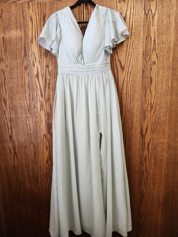 Vnaix Bridals Women's Short Sleeve Bridesmaid Dresses Long V Neck Slit Chiffon Formal Evening Gown with Slit | EZ Auction