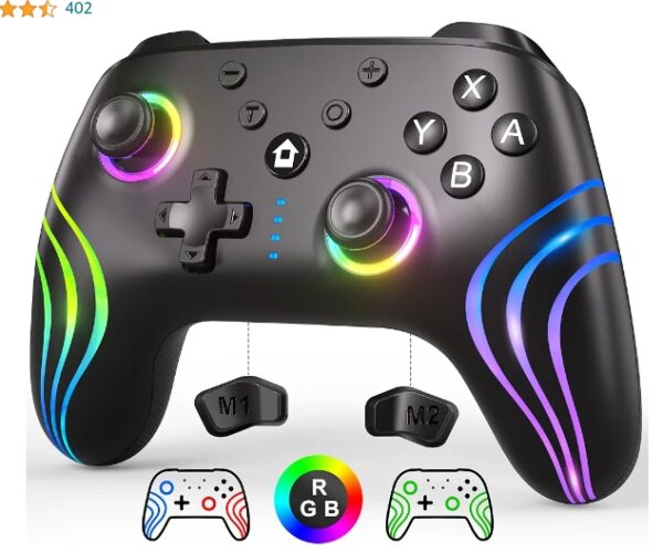 SWANPOW Switch Controllers Compatible with Switch/Lite/OLED, Wireless Switch Pro Controller with Full RGB Line Breathing LED, Programmable, 6-Axis, Adjustable Turbo, 4-Speed Dual Vibration, Wake Up - Copy | EZ Auction