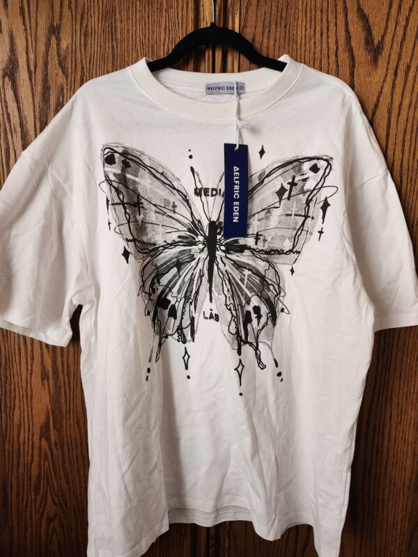 Aelfric EdenFairy Grunge Aesthetic T-shirt Butterfly Graphic Tees Gothic Y2K Black Vintage Oversized Short Sleeve Harajuku Tshirts Size Medium | EZ Auction