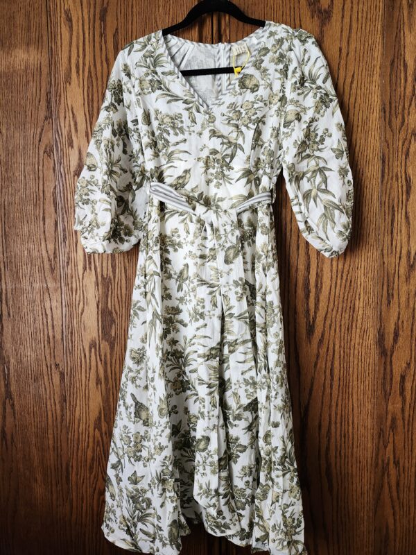 Women's Floral Printed 100% Cotton V-Neck Midi Dresses with Belt Size Small | EZ Auction