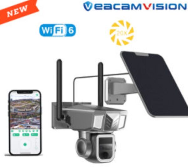 WiFi Solar Dual Lens Continuous Zoom Security Night Vision Camera 20X | EZ Auction