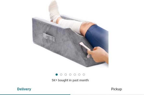 LightEase Memory Foam Leg Support and Elevation Pillow w/Dual Handles for Surgery, Injury, or Rest | EZ Auction