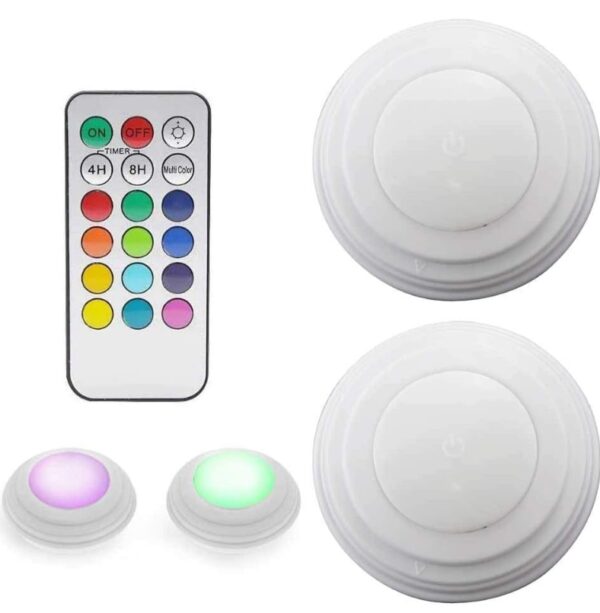 4 Remote Control LED, Set of 3, Light Self Adhesive Dimmer Wireless Closet Lamp Multi Color | EZ Auction
