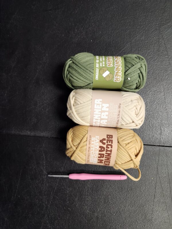 ***MISSING PEICES REFER TO IMAGES***Yarn for Crocheting, Crochet Yarn, Easy Yarn, Beginners Yarn for Crocheting with Easy-to-See Stitches, Stitch Markers, Cotton Yarn for Crochet(4x50g)-(Light Green&Dark Green&Beige&Yellow) | EZ Auction