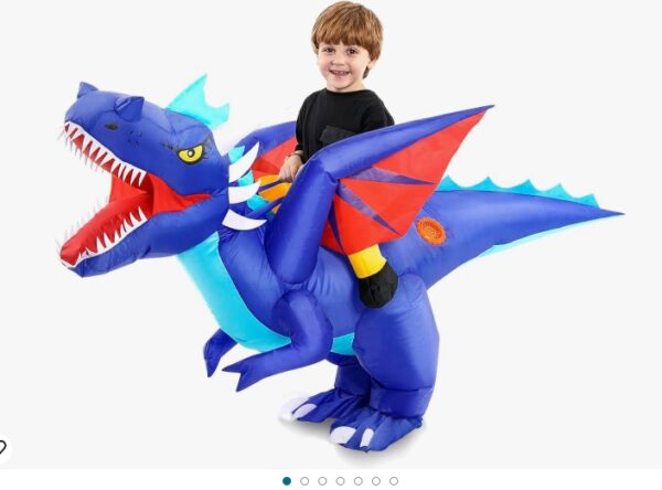 Ozyalo Inflatable Dragon Costume Kids Size, Halloween Blow Up Dinosaur Costume for Boys Girls, Funny Ride On Dinosaur Costume | EZ Auction