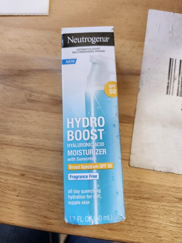 EXP 12/2025 Neutrogena Hydro Boost Hyaluronic Acid Facial Moisturizer with Broad Spectrum SPF 50 Sunscreen, Daily Water Gel Face Moisturizer to Hydrate & Soothe Dry Skin, Fragrance-Free, 1.7 fl. oz | EZ Auction
