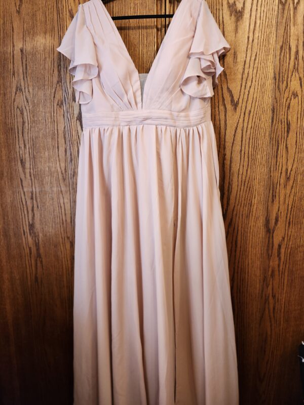 ***Size 14***KEGKUO V Neck Chiffon Bridesmaid Dress with Slit Flutter Sleeve Chiffon Pleated Formal Prom Dresses for Women | EZ Auction