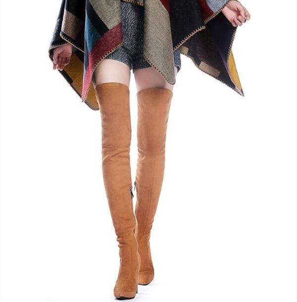 SIZE 8.5* Tale Women Stretch Suede Chunky Heel Thigh High Over The Knee Boots | EZ Auction