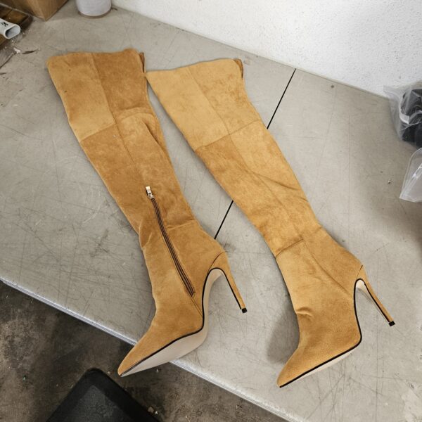 SIZE 8.5* Tale Women Stretch Suede Chunky Heel Thigh High Over The Knee Boots | EZ Auction