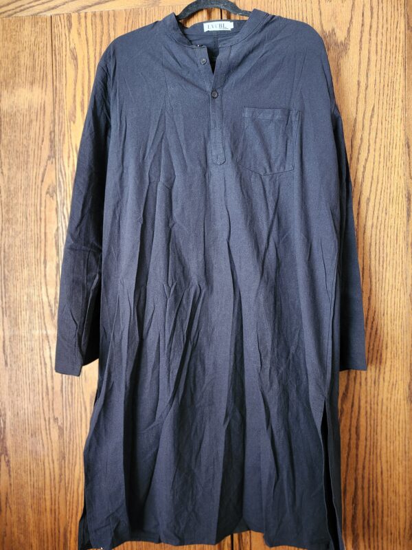 ***Size Large***Men's Kaftan Thobe Long Sleeve Muslim Robe Button Up Side Split Kaftan Thobe with Pockets | EZ Auction