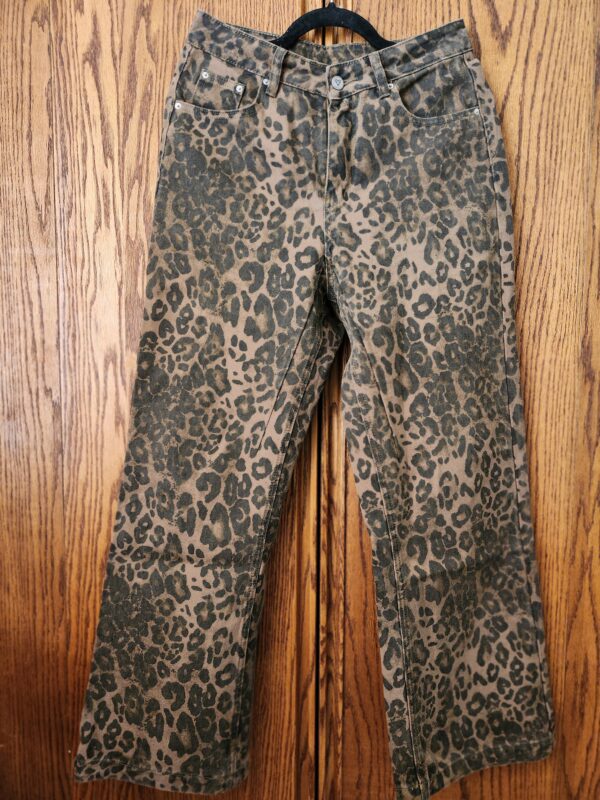 ***Size 29***Aelfric Eden Jeans for Women High Waist Leopard Print Jeans Cheetah Pants Straight Leg Unisex Sizing | EZ Auction