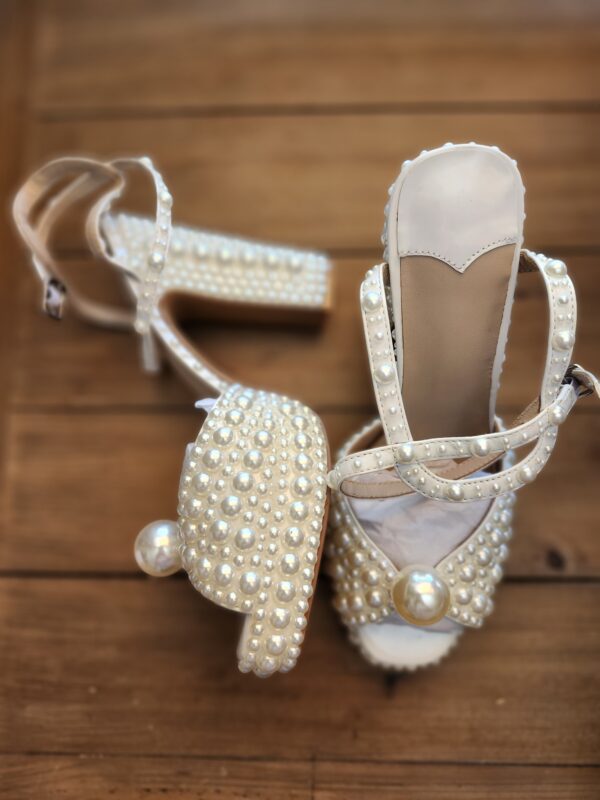 ***Size 36***Goolita Womens Open Toe Pearl Platform Heels For Women Chunky Buckle Ankle Strap Wedding Heeled Sandals Dress Evening Bride Bridal Shoes | EZ Auction