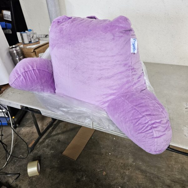 *** USED *** Nestl Memory Foam Reading Pillow with Backrest, Arms and Pockets Lavender Purple Small Small | EZ Auction