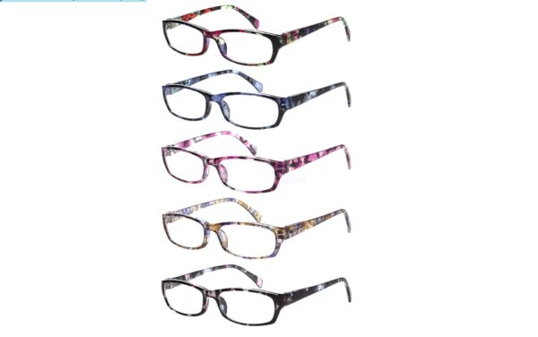 Kerecsen Reading Glasses 5 Pairs Fashion Ladies Readers Spring Hinge with Pattern Print Eyeglasses for Women (Mix Color -2, 1.00) | EZ Auction