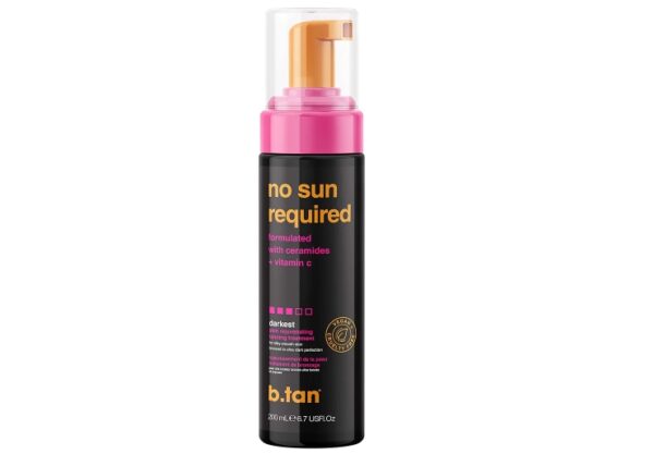 b.tan Darkest Self Tanner Mousse | No Sun Required - Darkest, Rejuvenating Self Tanning Treatment With Ceramides + Vitamin C, 1 Hour Sunless Tanner Mousse, No Fake Tan Smell, Cruelty Free, 6.7 Fl Oz | EZ Auction