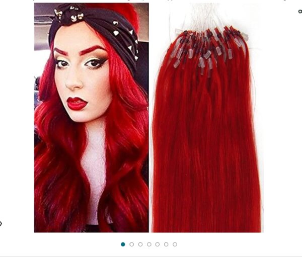 Yotty 100% Remy Human Hair Extensions Micro Ring Loop Bead Tipped Hair 16''18''20''100S (Red, 20Inch 0.5g/s) | EZ Auction