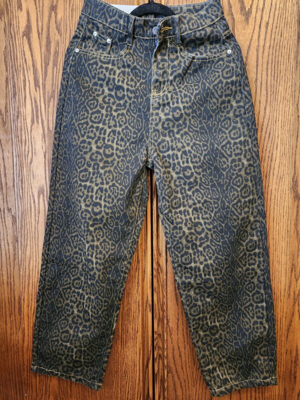 ***Size Small***Ponitrack Y2k Pants Leopard Print Pants Straight Leg Jeans Baggy Jeans Oversized Pants Wide Leg Jeans | EZ Auction