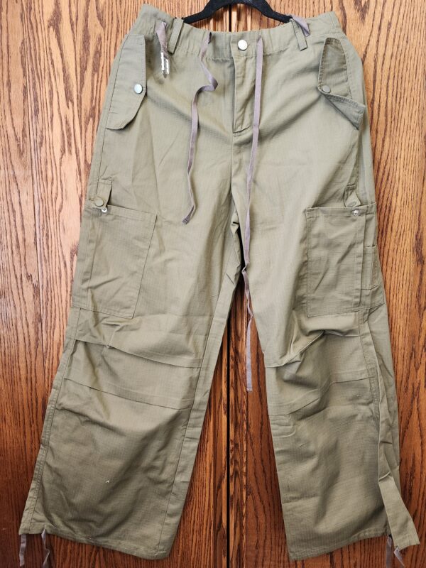 ***Size 30***Cargo Pants Womens Baggy Parachute Pants Low Waist Layered Ruched Pants Y2K Pants Streetwear with Pockets | EZ Auction