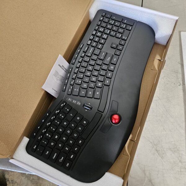 Ergonomic Keyboard, 2 in 1 Wireless Computer Keyboard and Trackball Mouse Combo Design with Wrist Rest, Split Keyboard, USB Keyboard for Windows/Mac/Laptop/Computer/PC-Black | EZ Auction