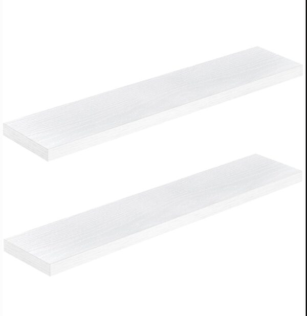 QEEIG Bathroom Shelves 48 inches Long Wall Shelf Large Extra Long 48 x 9 inch Set of 2, White (008-120W) | EZ Auction