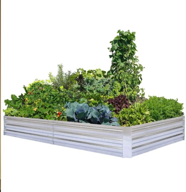 FOYUEE Galvanized Raised Garden Beds for Vegetables Large Metal Planter Box Steel Kit Flower Herb, 8x4x1ft | EZ Auction