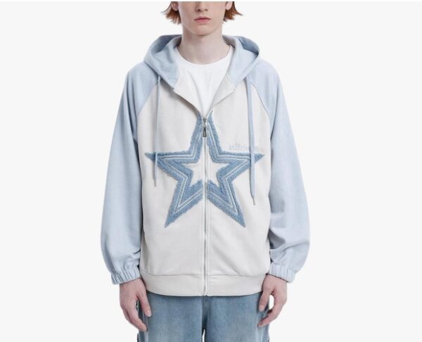 ***MENS OVERSIZED MEDIUM***Aelfric Eden Star Patchwork cardigan Hoodie Unisex Streetwear Hoodies Pullover Sweatshirts | EZ Auction