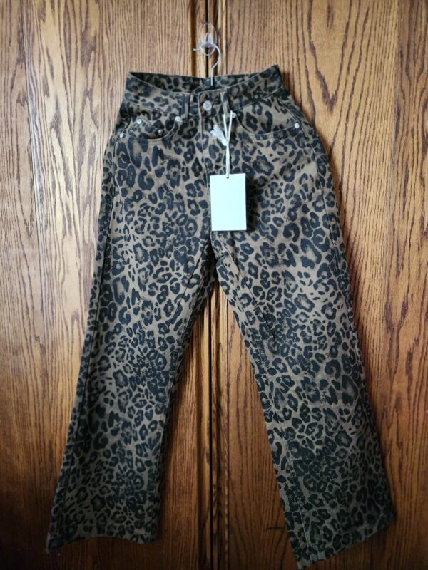***Size 26***Aelfric Eden Jeans for Women High Waist Leopard Print Jeans Cheetah Pants Straight Leg Unisex Sizing | EZ Auction