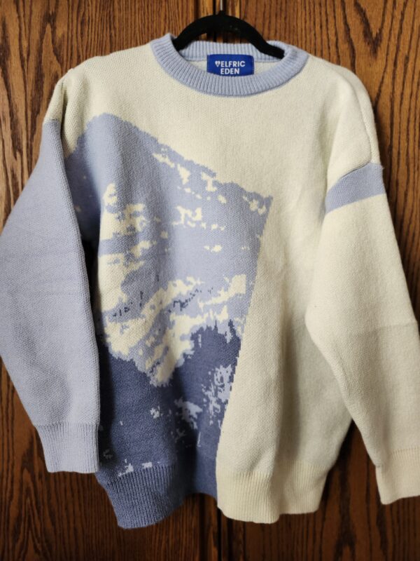 ***Large***Aelfric Eden Mens Printed Irregular Graffiti Sweater Casual Oversized Sweater Pullover Streetwear Fall Long Sleeve | EZ Auction