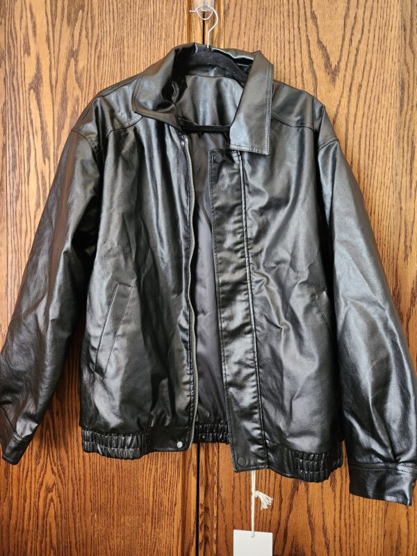 ***Size Small***Aelfric Eden Womens Oversized Leather Jackets Mens Faux Leather Bomber Jacket 90s Vintage Biker Racing Moto Jackets | EZ Auction