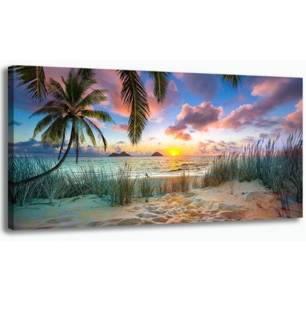 Canvas Art Wall Decor for Living Room Seascape Canvas Wall Decor Tropical Palm Tree Canvas Wall Art Beach Canvas Wall Art for Bedroom Blue Ocean Wall Art Decor Sea Wave Canvas Picture Scenery Painting | EZ Auction