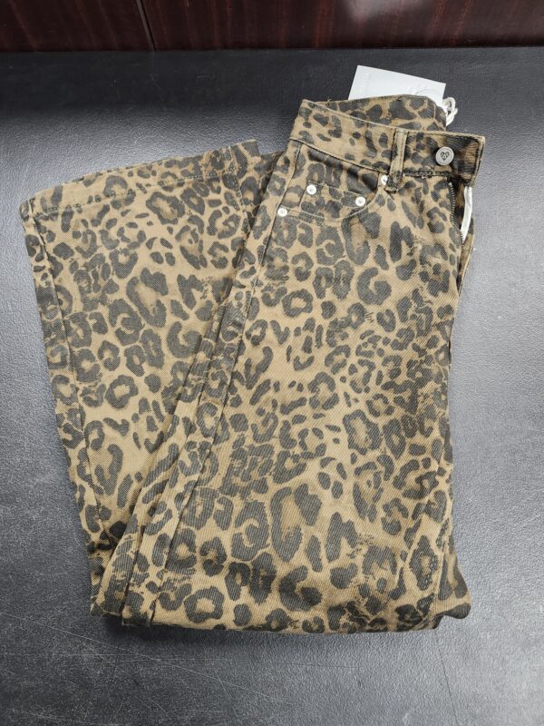 *** WOMEN SIZE 27***Aelfric Eden Jeans for Women High Waist Leopard Print Jeans Cheetah Pants Straight Leg Unisex Sizing | EZ Auction
