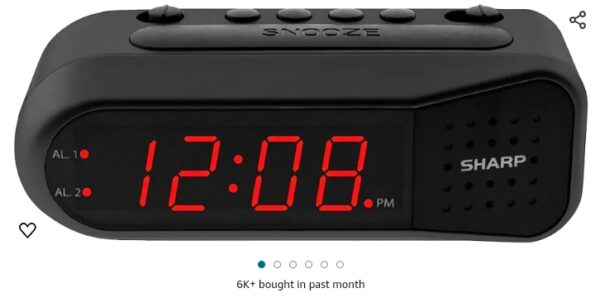 Sharp Digital Alarm Clock – Black Case with Red LEDs - Ascending Alarm Grows Increasing Louder, Gentle Wake Up Experience, Dual Alarm - Battery Back-up, Easy to Use with Simple Operation | EZ Auction