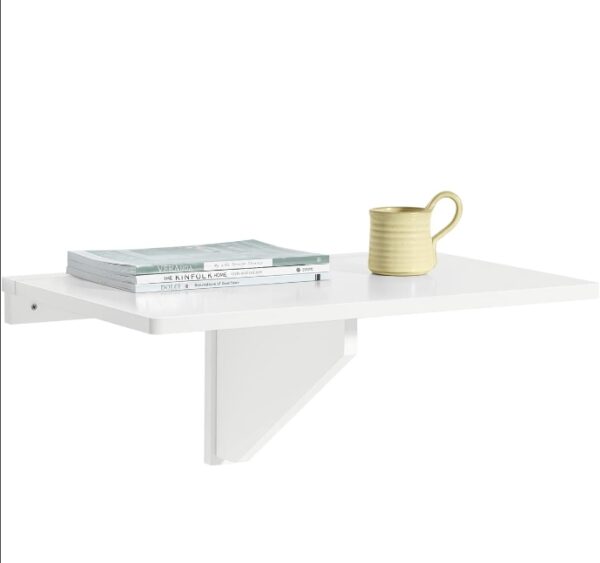 Haotian FWT03-W, White Wall-Mounted Drop-Leaf Table, Folding Kitchen & Dining Table Desk, Home Office Table Desk Workstation, Computer Desk, Trestle Desk | EZ Auction