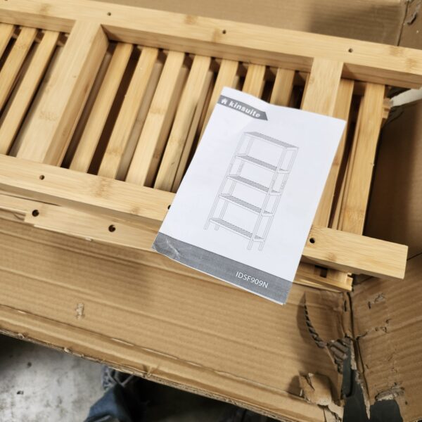 Purbambo 4 Tier Bamboo Shelf, Freestanding Book Shelf Bookcase Storage Rack for Bathroom Kitchen Living Room | EZ Auction