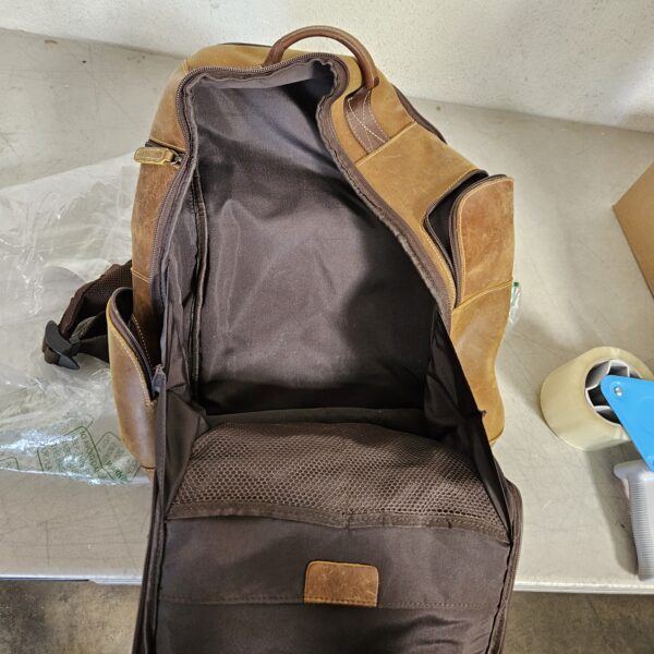 ***USED***Masa Kawa Large Leather 15.6" Laptop Business Travel Backpack Bag for Men Vintage Weekender Rucksack Camping Daypack, Brown | EZ Auction
