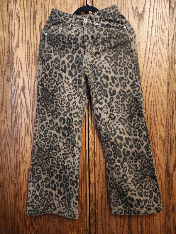 ***Size 25***Aelfric Eden Leopard Print Jeans for Women Y2K Leopard Pants Vintage Streetwear Jeans Straight Leg Denim Loose Trouser | EZ Auction