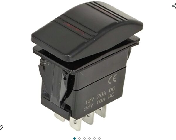 XYZIL 7 Pin 3 Position On/Off/On Contura Rocker Switch 12981 Cover with Red Bar Lenses DPDT Black Illuminated | EZ Auction