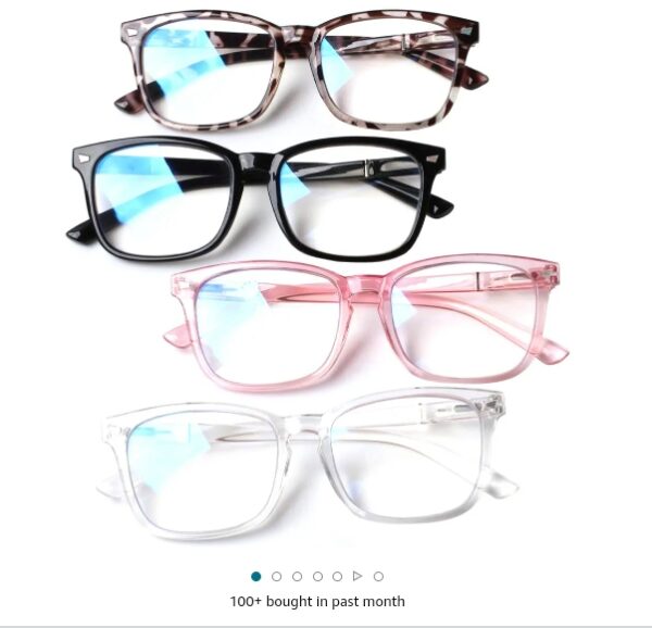 Henotin 4-Pack Blue Light Blocking Reading Glasses Women Men,Spring Hinge Computer Readers,Anti UV Ray Square Nerd Eyeglasses (Mixed Color, 1.25) | EZ Auction