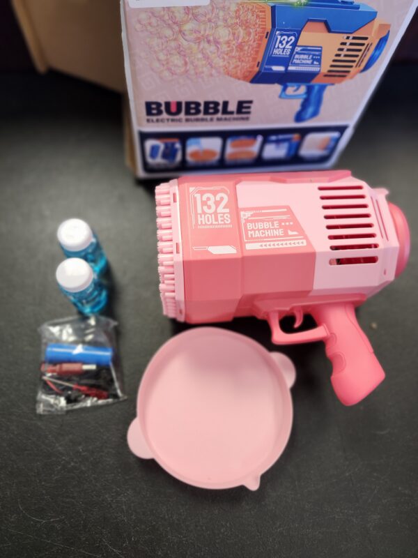 Bubble Gun, Rocket Bubble Gun, for Toddlers Boys Girls Age 5 6 7 8 9 10 11 12 Years Old, Kids Adult Birthday Party Favors (132- HolesPINK) | EZ Auction