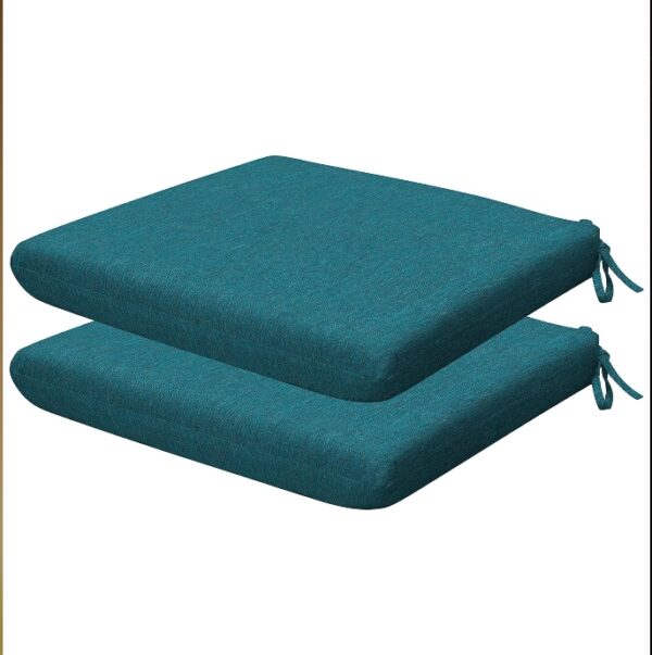 Honeycomb Outdoor Universal Seat Cushion Set, 18" x 17.5", Textured Solid Teal Outdoor Chair Cushions | EZ Auction