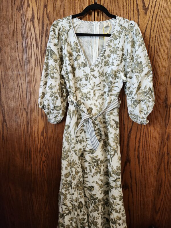 ***Size Large***Zimmermann Belted Floral Print Linen Belted Dress | EZ Auction