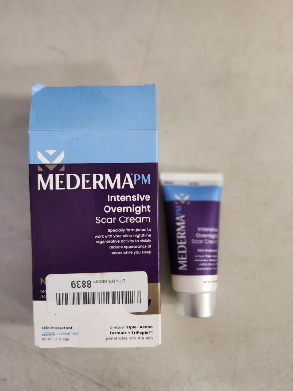 Mederma PM Intensive Overnight Scar Cream, Works with Skin's Nighttime Regenerative Activity, Clinically Shown to Make Scars Smaller and Less Visible, 1.0 Oz (28g) | EZ Auction