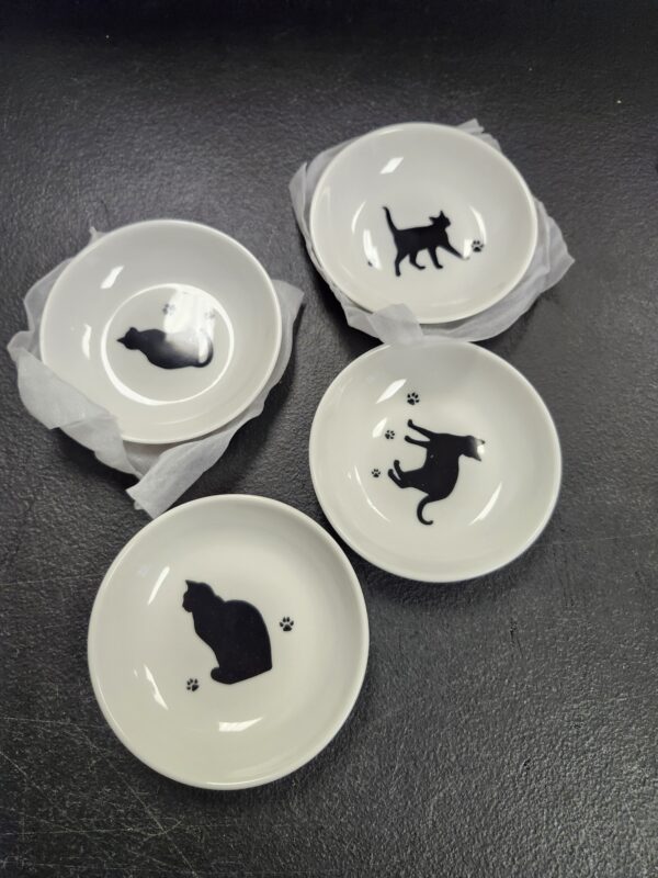 4pcs Ceramic Cat Dinner Plates Seasoning Dishes Appetizer Plates Dipping Bowl | EZ Auction