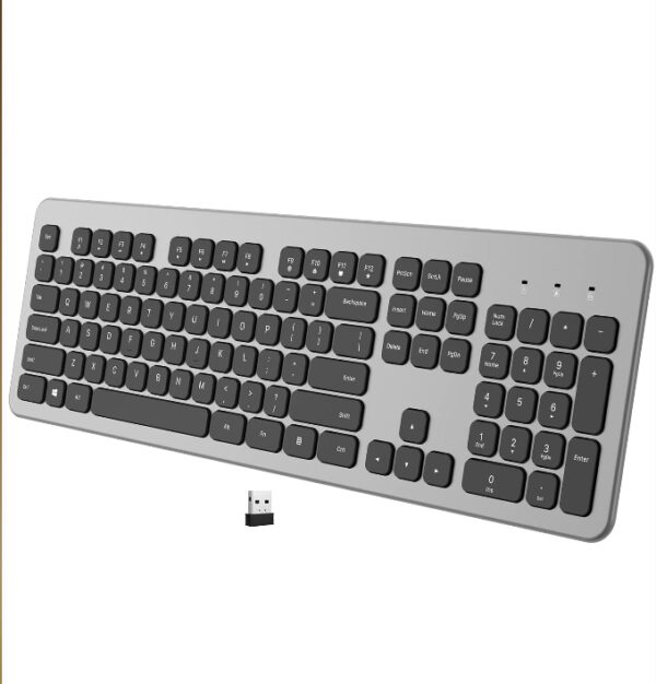 BRJEC Wireless Keyboard,Quiet 2.4Ghz Computer Keyboard, Slim 104 Keys Full Size PC Keyboard with Metal-Texture Panel,Enlarged Indicator,Numeric Keypad for Laptop,Desktop,Surface,Chromebook,Notebook | EZ Auction