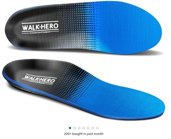 Walkhero Plantar Fasciitis Pain Relief Insoles High Arch Support Orthotic Shoes Inserts, Relieve Flat Feet and Foot Fatigue (Mens 7-7 1/2 | Womens 9-9 1/2, Blue) | EZ Auction