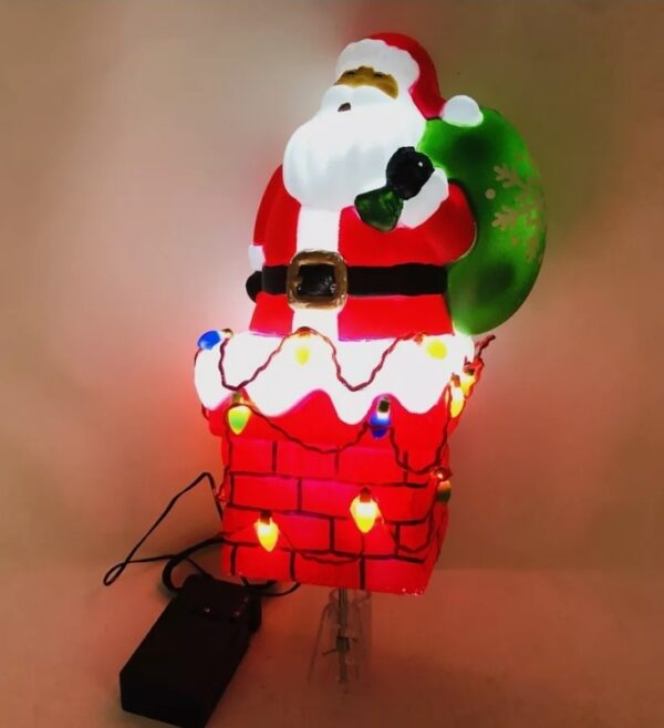 Santa in Chimney Light Up Christmas Tree Topper Decoration 12in Holiday Decor | EZ Auction