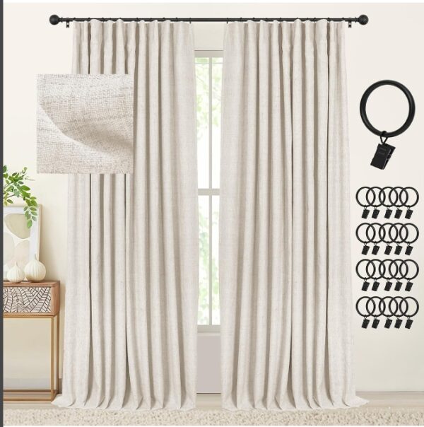 ***READ DESCRIPTION***INOVADAY Cream Blackout Curtains 84 Inches Long, 100% Full Light Blocking Thermal Insulated Room Darkening Curtains & Drapes for Bedroom Living Room + 20 Curtain Ring Clips - Cream W50”xL84” | EZ Auction