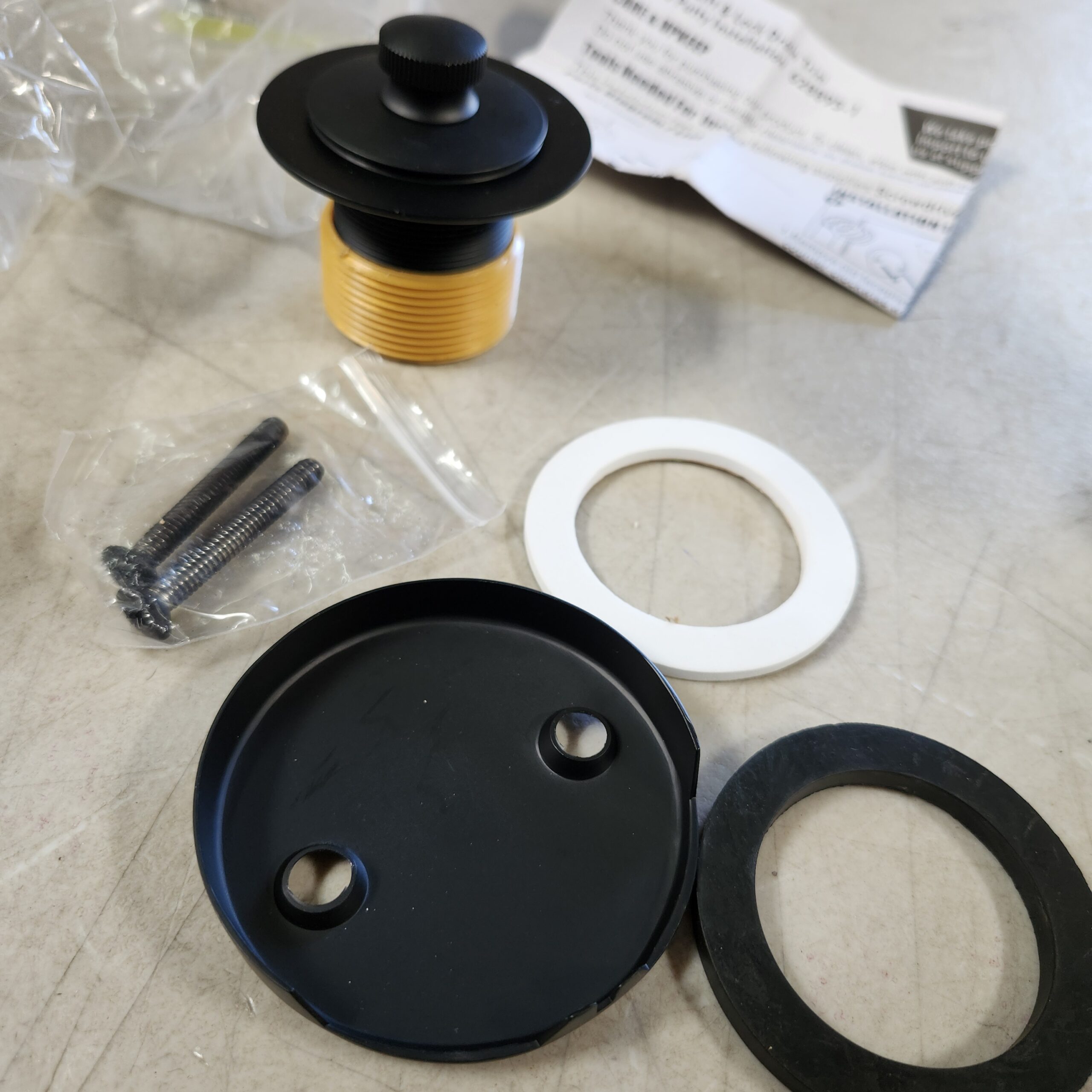 Black tub Drain Lift &Turn Tub Trim Set with Two-Hole Overflow ...